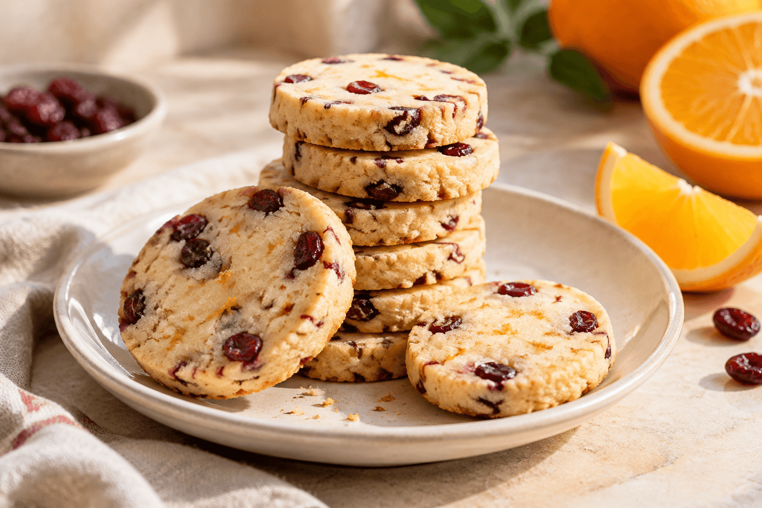 Sturdy cranberry orange shortbread rounds suitable for gifting